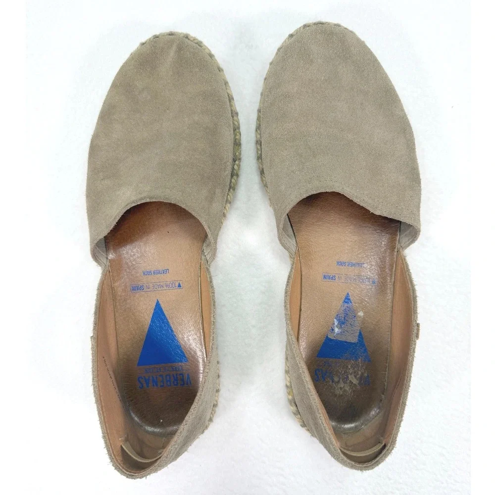 Verbenas Carmen Serraje Piedra Espadrille Flats US 9 9.5 EU 40 Tan Beige Suede